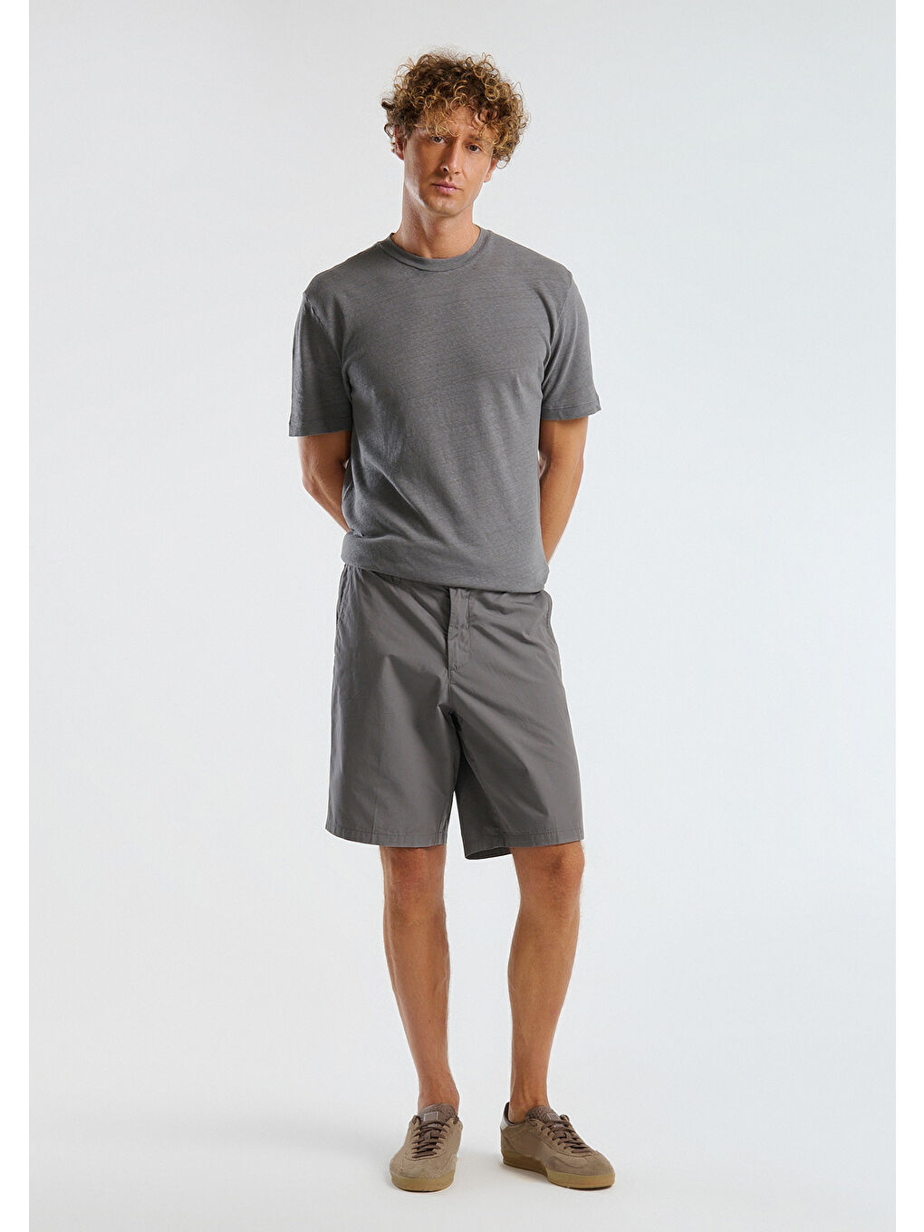 Erkek Antrasit %100 Pamuk Paraşüt Kumaş Bermuda Şort