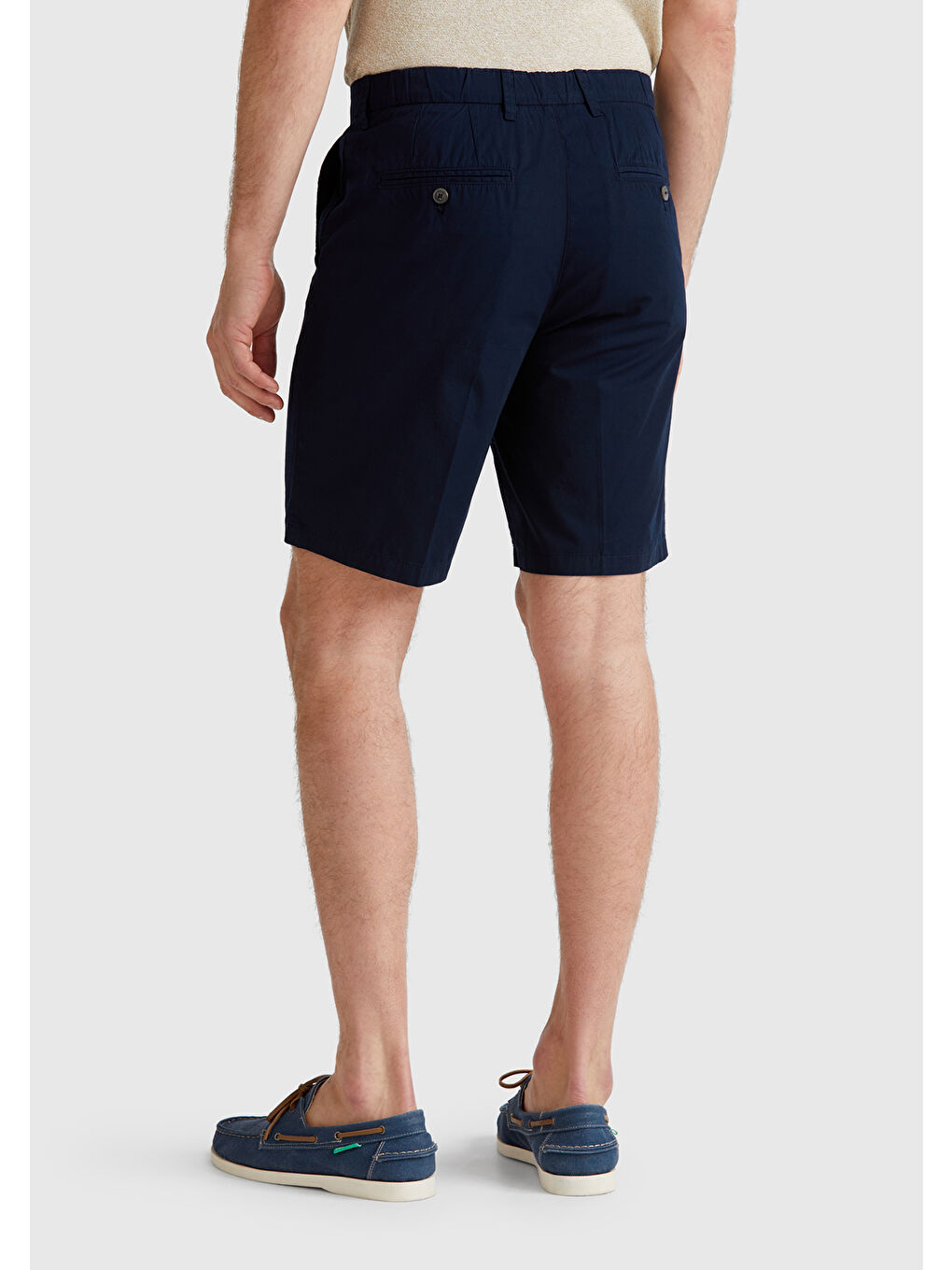 Erkek Lacivert %100 Pamuk Paraşüt Kumaş Bermuda Şort-2