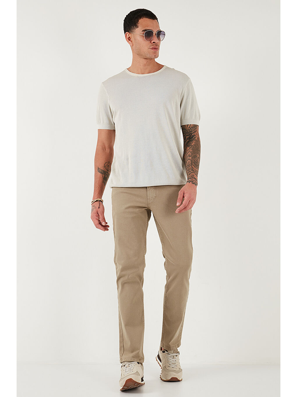 Bej Pamuklu Comfort Fit Normal Bel Boru Paça Jeans 4412C19TEXAS