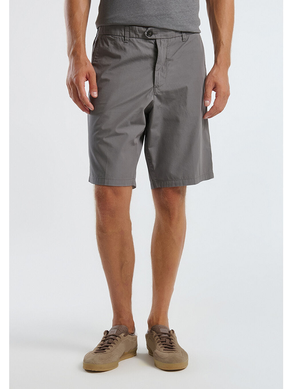 Erkek Antrasit %100 Pamuk Paraşüt Kumaş Bermuda Şort-1