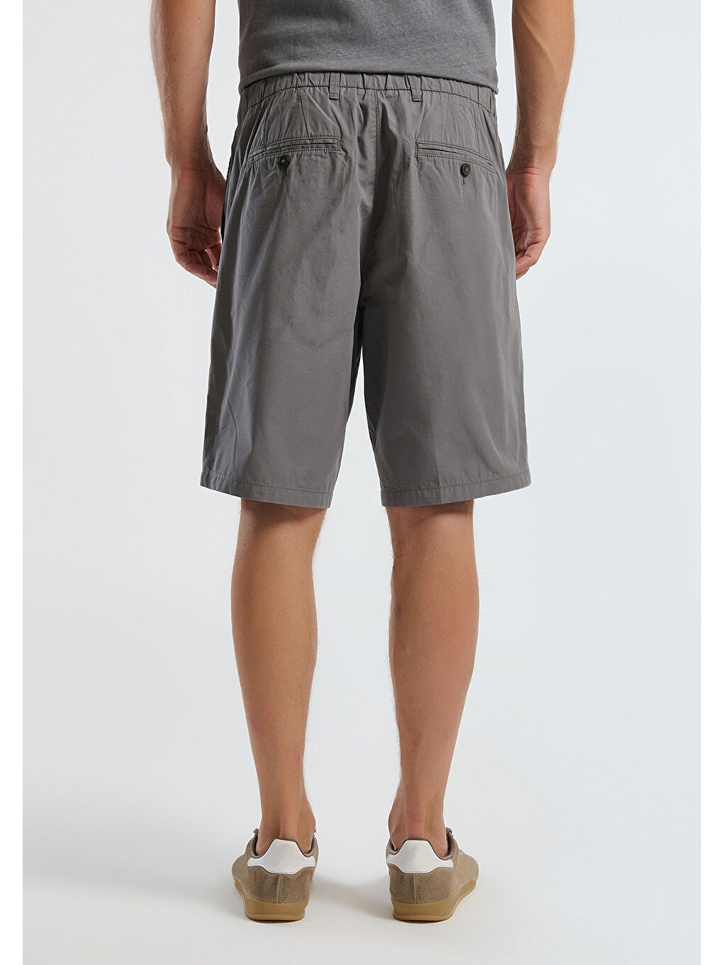 Erkek Antrasit %100 Pamuk Paraşüt Kumaş Bermuda Şort-2