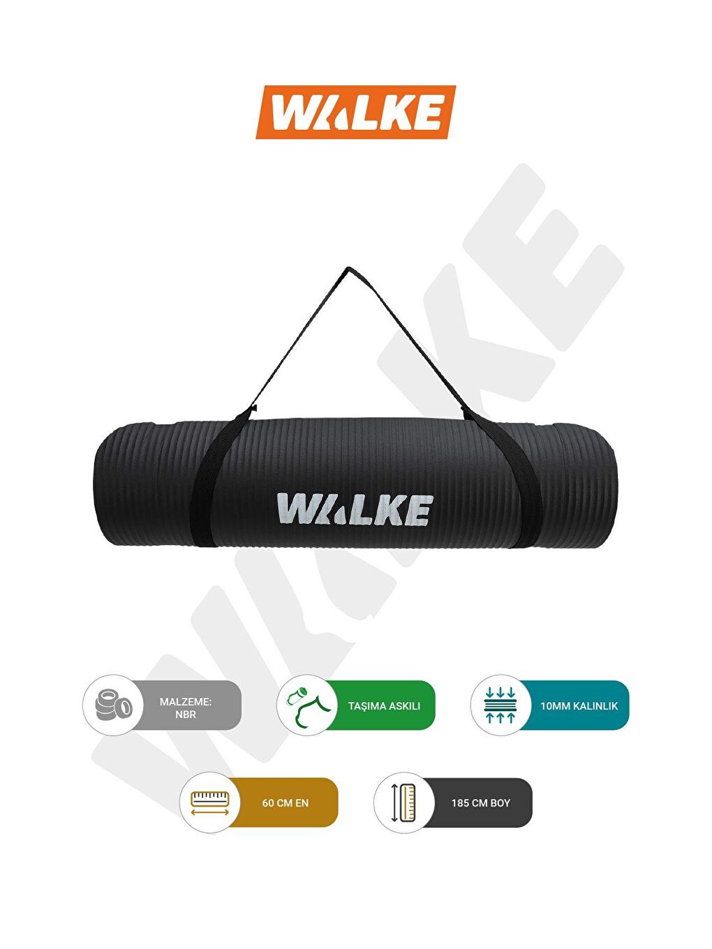 Siyah Premium 10 mm Taşıma Askılı Pilates Minderi Yoga Matı-1