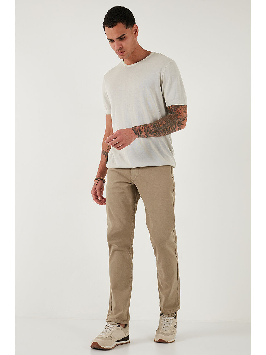 Bej Pamuklu Comfort Fit Normal Bel Boru Paça Jeans 4412C19TEXAS-3