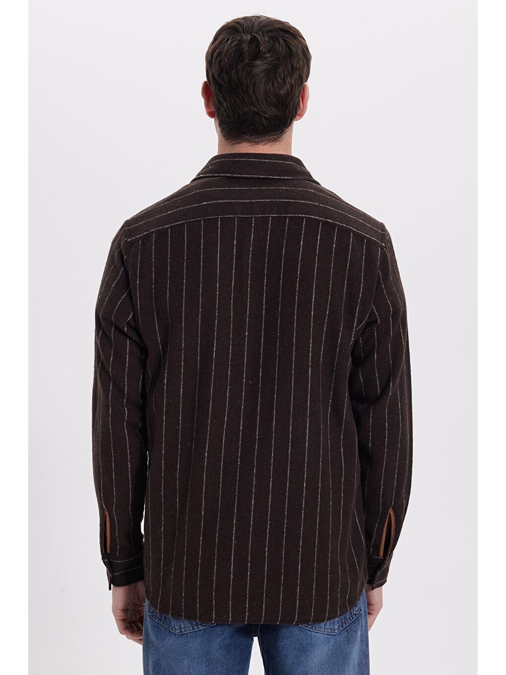 Karışık Erkek Regular Fit Klasik Kesim Çizgili Çift Cep Kapaklı Oduncu Gömlek-6