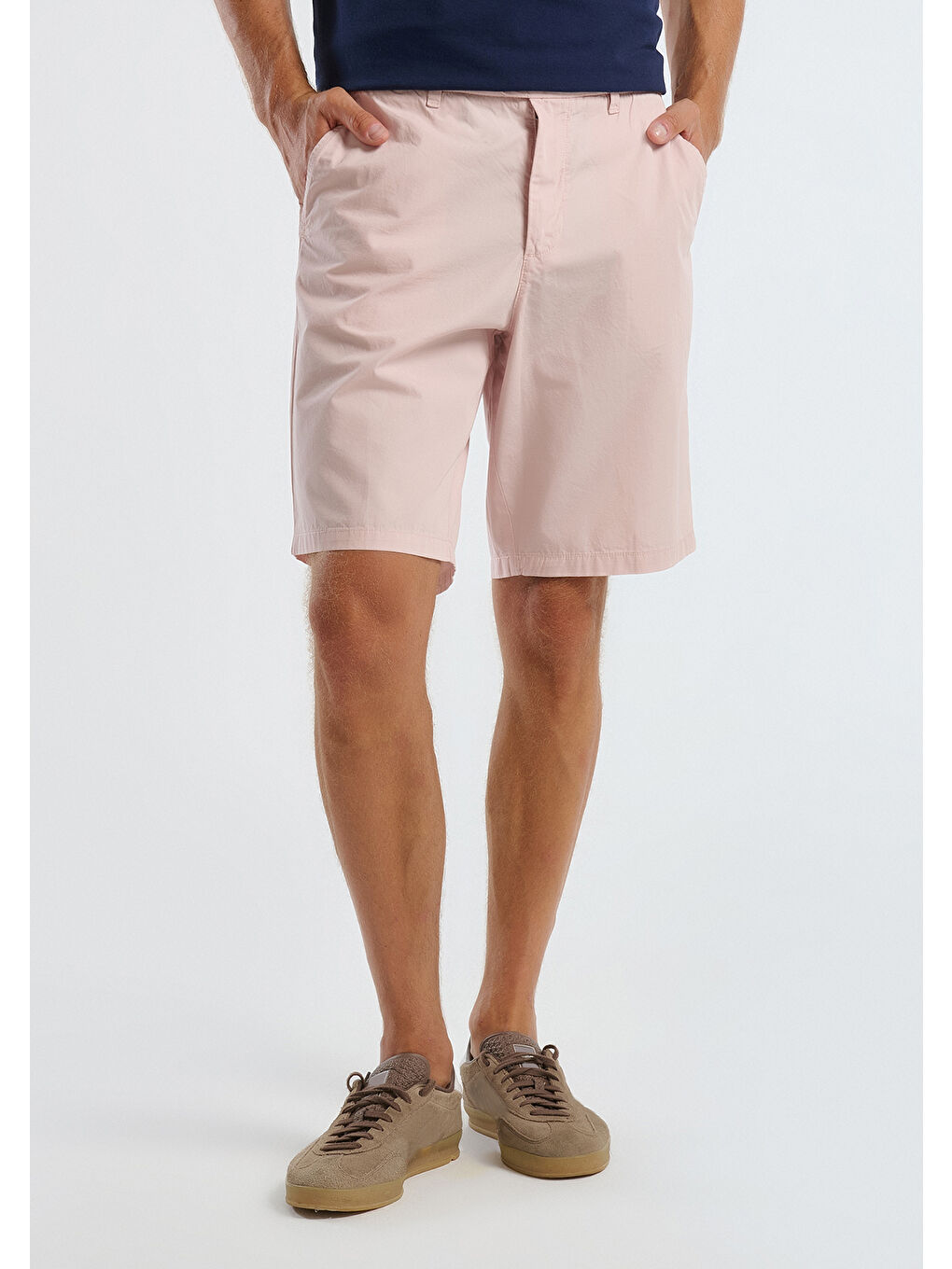 Erkek Pembe %100 Pamuk Paraşüt Kumaş Bermuda Şort-1