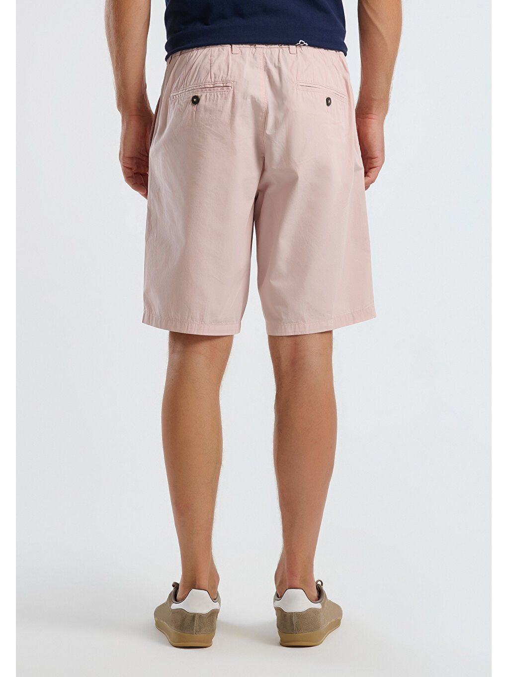 Erkek Pembe %100 Pamuk Paraşüt Kumaş Bermuda Şort-2