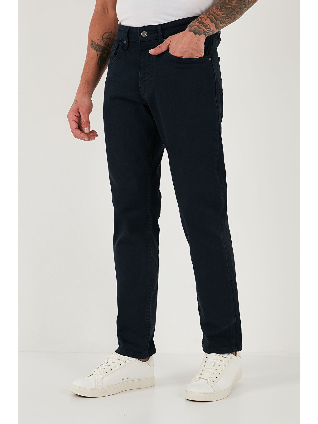 Lacivert Pamuklu Comfort Fit Normal Bel Boru Paça Jeans 4412C19TEXAS-3