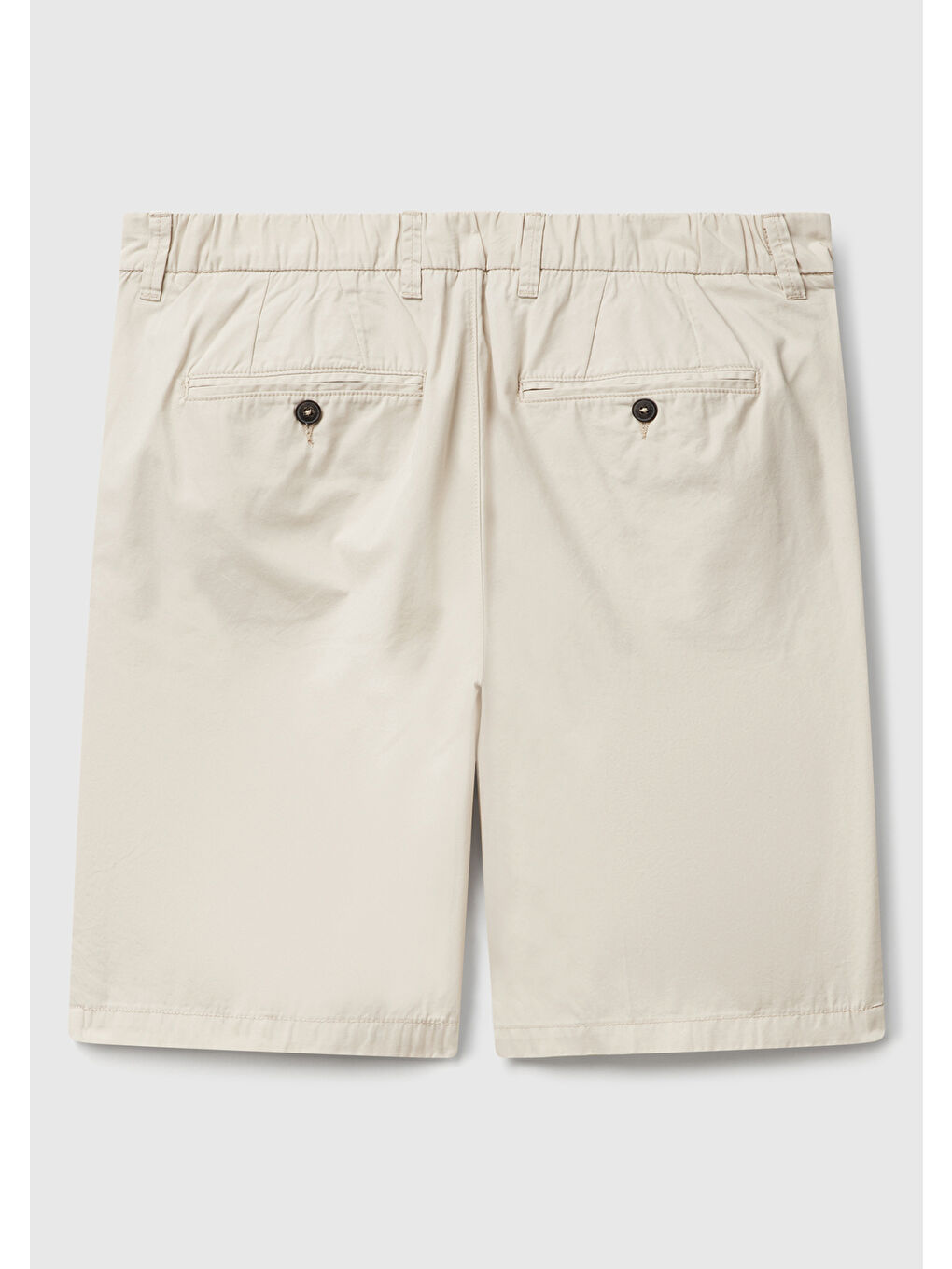 Bej Erkek Taş Rengi %100 Pamuk Paraşüt Kumaş Bermuda Şort-3