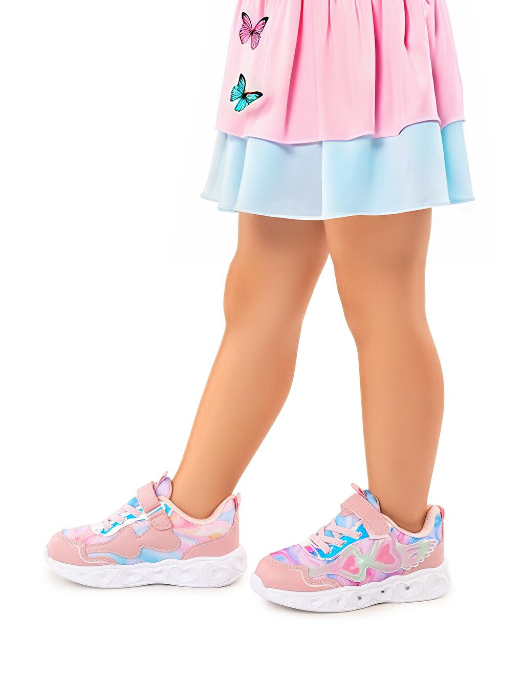 Pembe Elina Cırtlı Işıklı Kız Çocuk Spor Ayakkabı-1