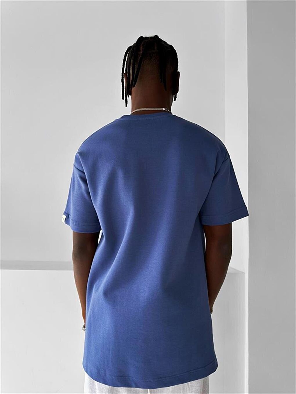 ablukaonline İndigo Erkek Baskılı Oversize T-Shirt Indigo - 1