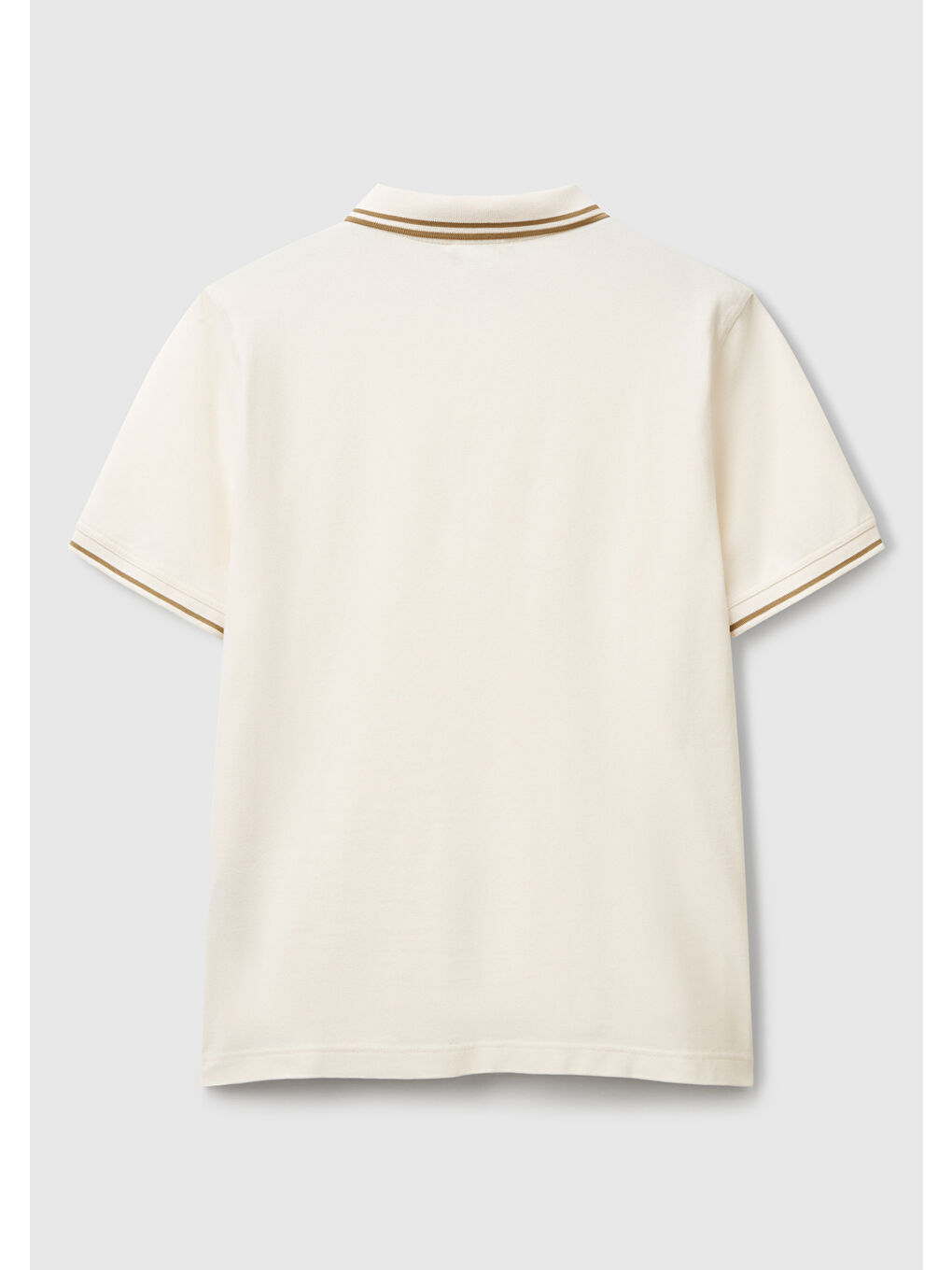 Ekru Erkek Krem Kol ve Yakası Çizgili Polo T-Shirt-3