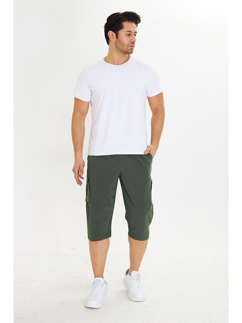 Erkek Stretchfit Kargo Cepli Esnek Kapri Haki 6035-h-1