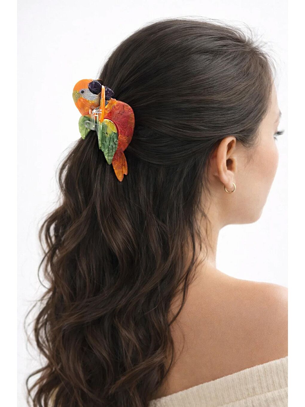 Karışık Papağan Asetat Mandal Saç Tokası-1