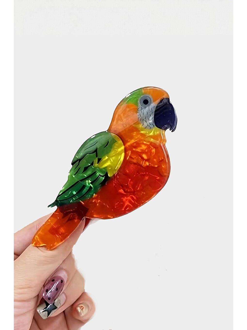 Karışık Papağan Asetat Mandal Saç Tokası-3