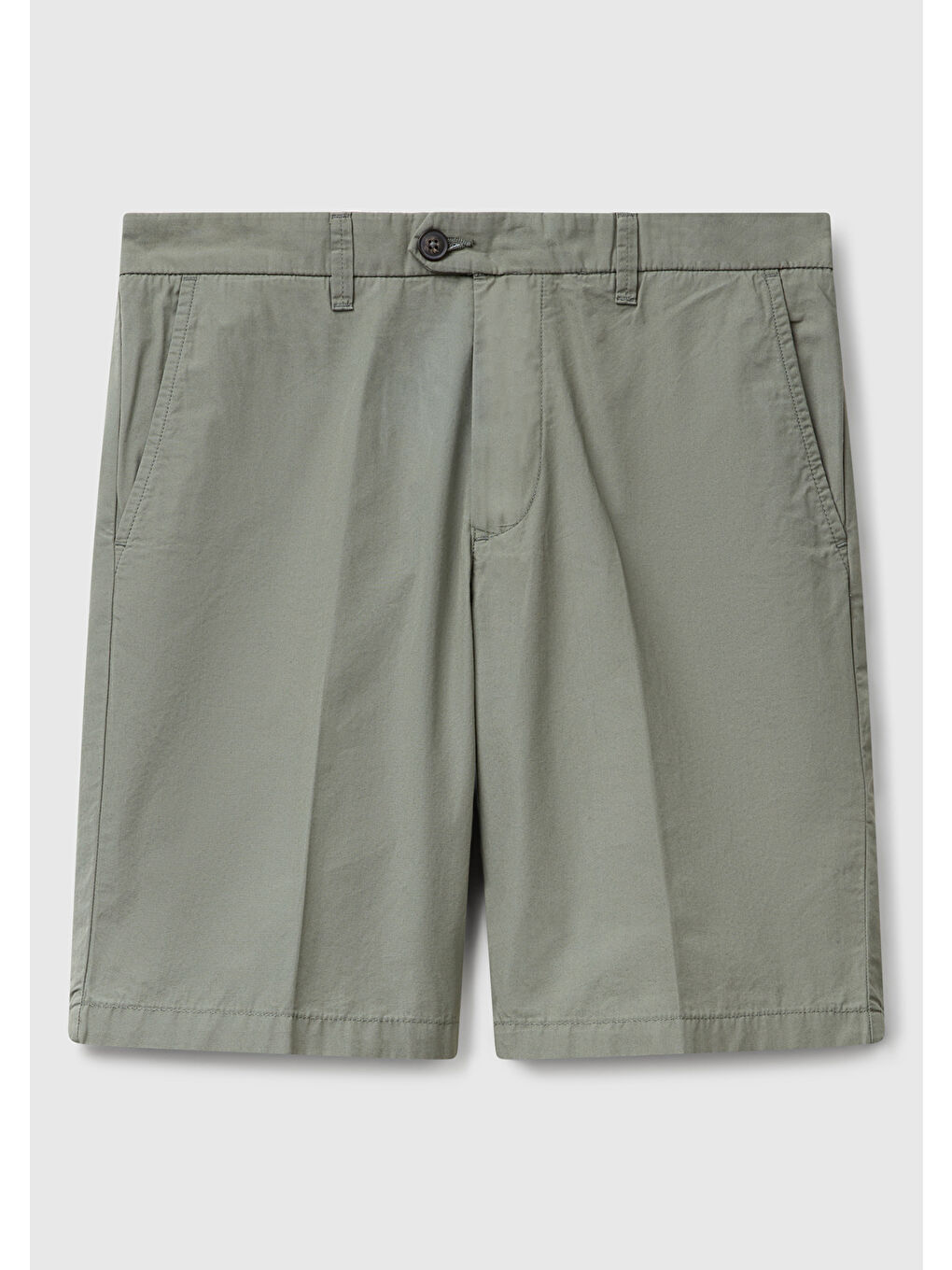 Erkek Soluk Yeşil %100 Pamuk Paraşüt Kumaş Bermuda Şort-1