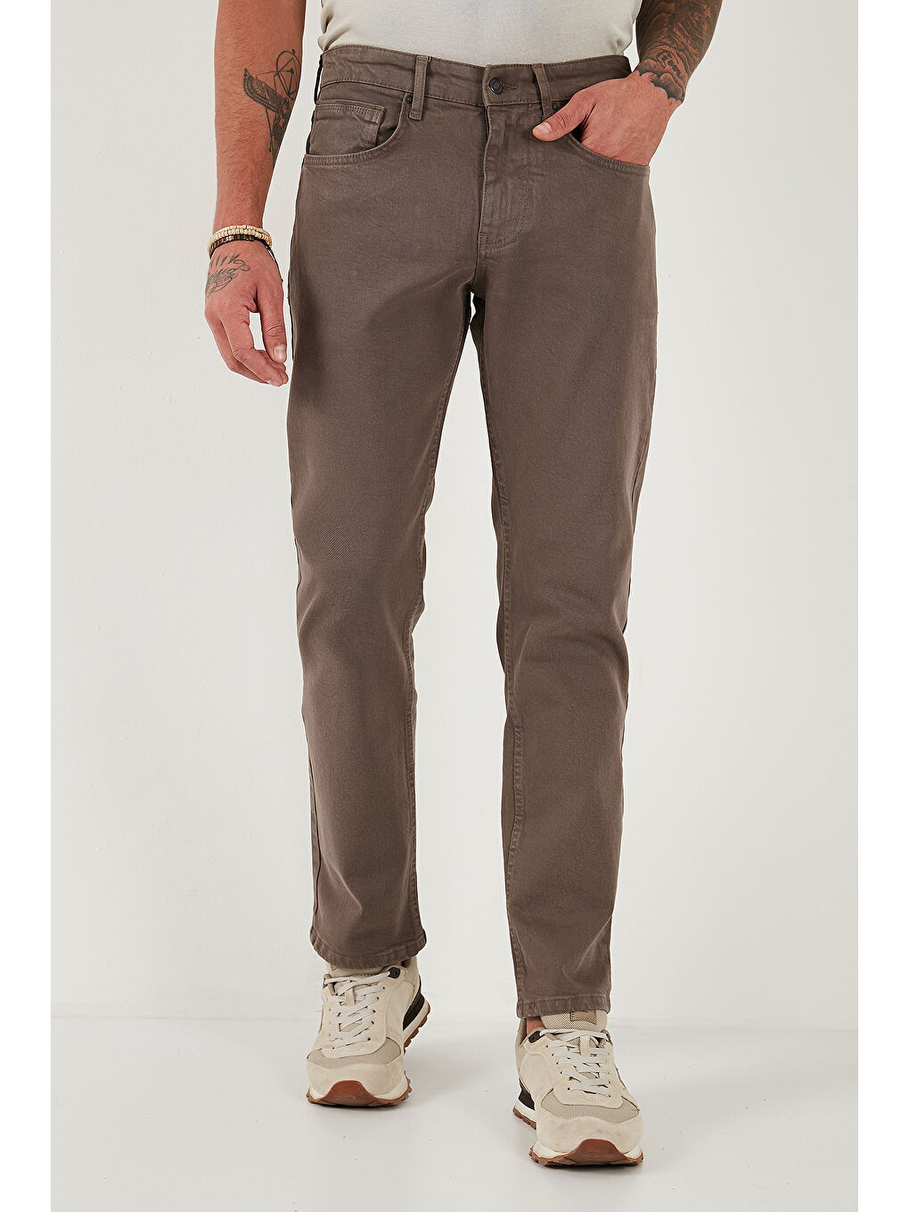 Kahverengi Pamuklu Comfort Fit Normal Bel Boru Paça Jeans 4412C19TEXAS-1