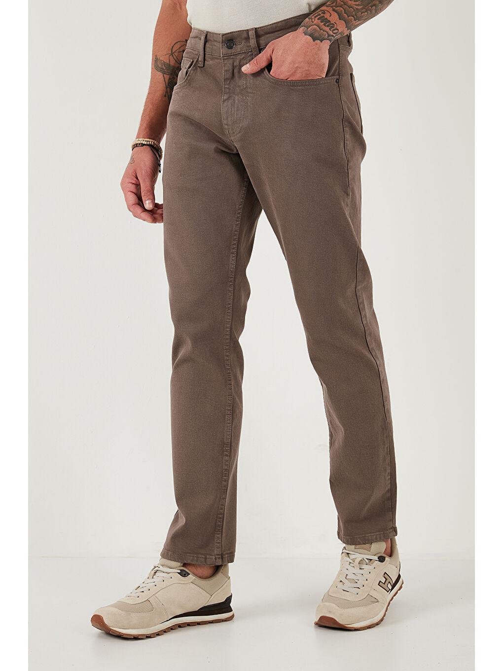 Kahverengi Pamuklu Comfort Fit Normal Bel Boru Paça Jeans 4412C19TEXAS-2