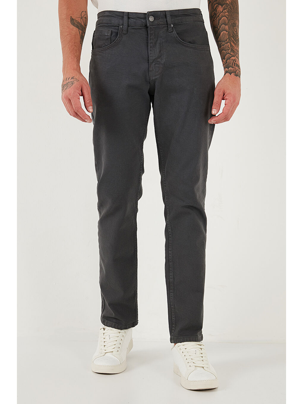 Antrasit Pamuklu Comfort Fit Normal Bel Boru Paça Jeans 4412C19TEXAS-1
