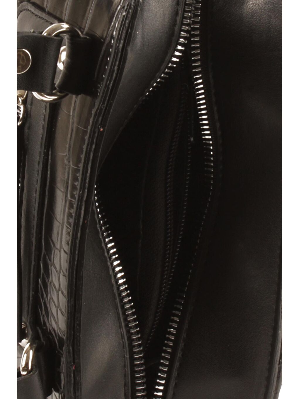 Siyah Kadın Timsah Desen Deri Görünümlü El ve Omuz Abiye Çanta (10765)-5