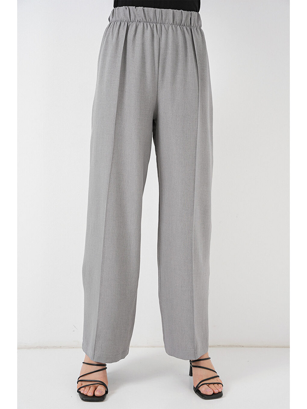 Kadın Keten Kimono İkili Takım 6727 - Gri-4