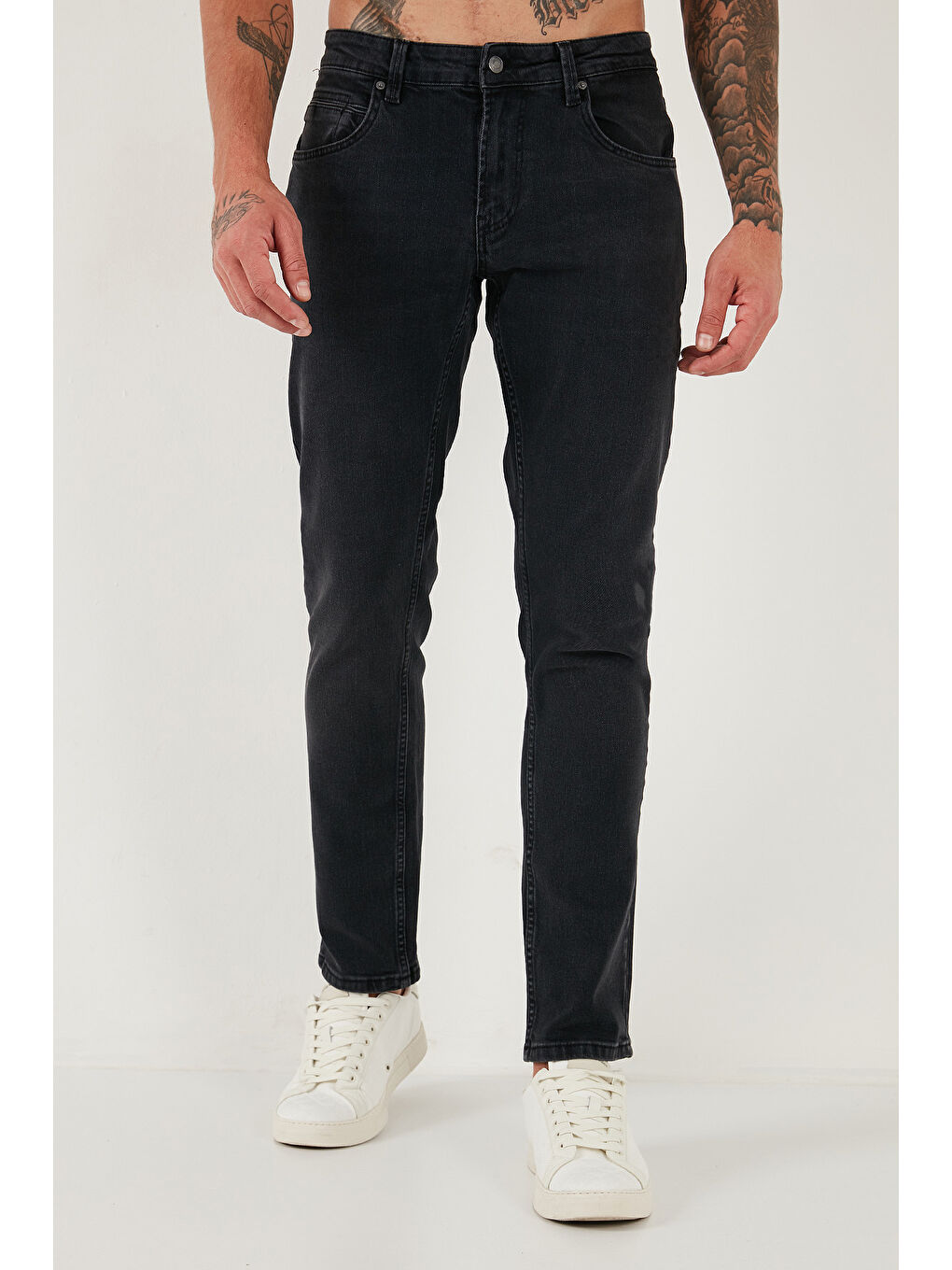 Gri Pamuklu Regular Fit Normal Bel Boru Paça Jeans 2211C03PARMA-1