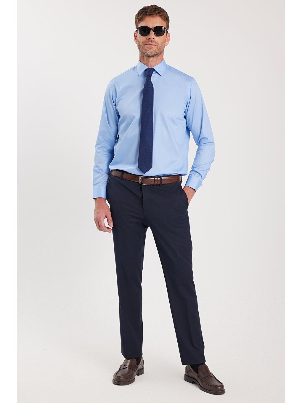 Erkek Regular Fit Açık Mavi Non-Iron Pamuklu Doğa Dostu Ekoteks Belgeli Ütü Gerektirmez Gömlek-1