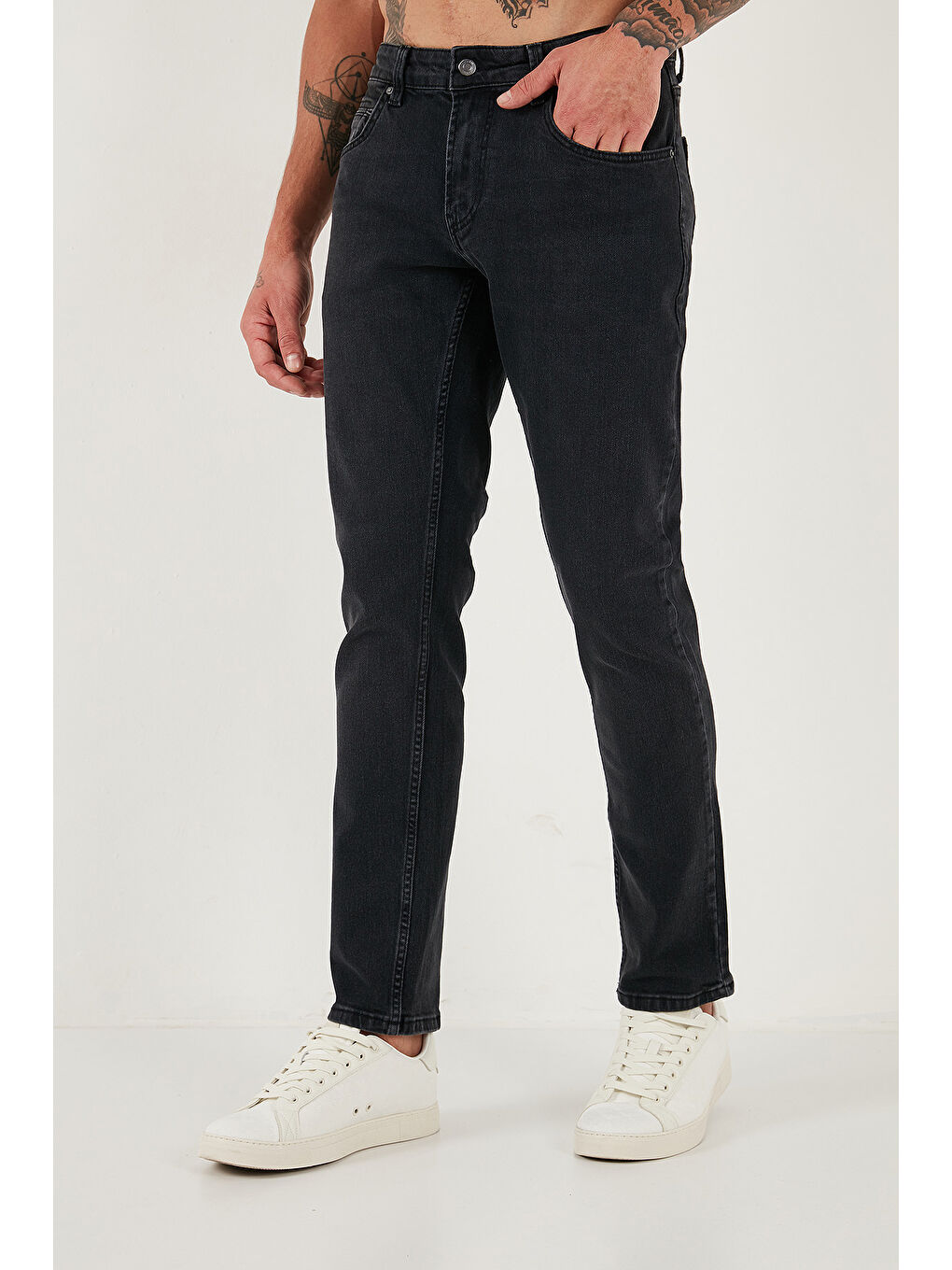 Gri Pamuklu Regular Fit Normal Bel Boru Paça Jeans 2211C03PARMA-2