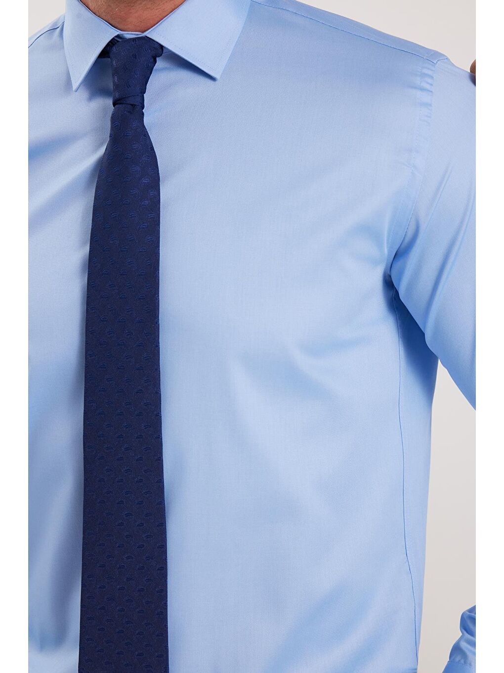 Erkek Regular Fit Açık Mavi Non-Iron Pamuklu Doğa Dostu Ekoteks Belgeli Ütü Gerektirmez Gömlek-2