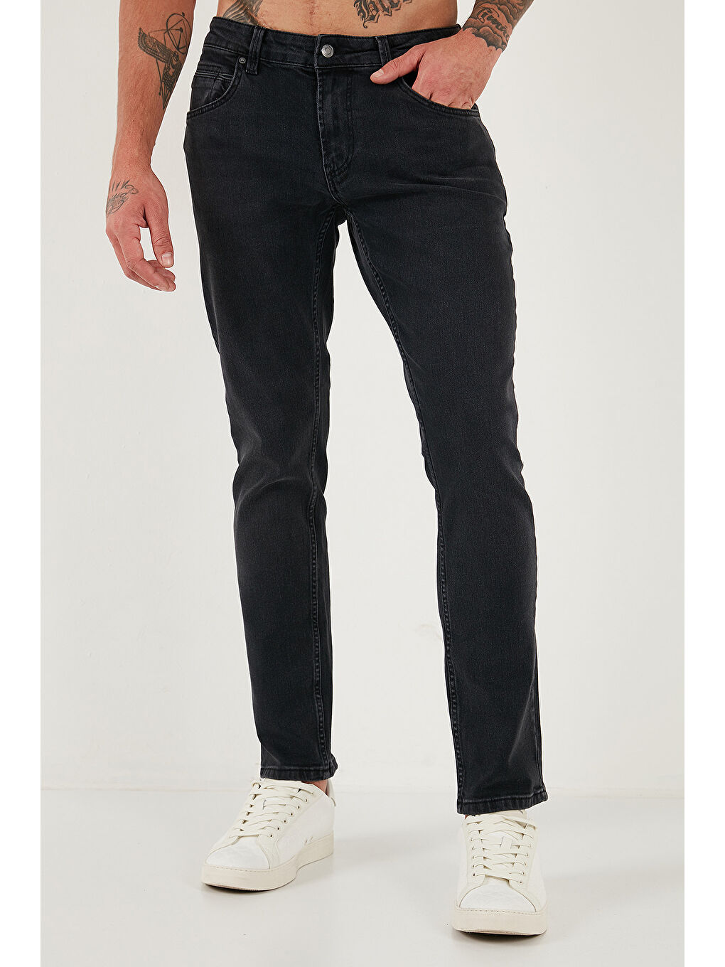 Gri Pamuklu Regular Fit Normal Bel Boru Paça Jeans 2211C03PARMA-3