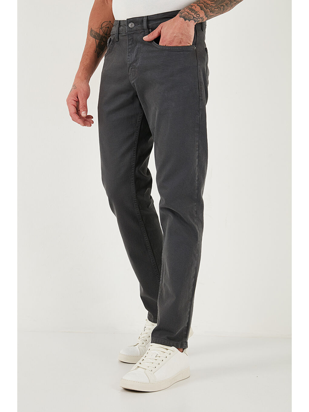 Antrasit Pamuklu Comfort Fit Normal Bel Boru Paça Jeans 4412C19TEXAS-3