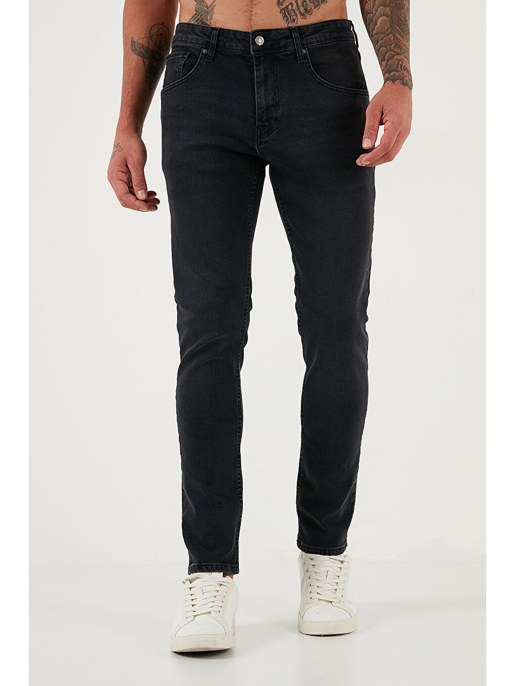 Gri Streç Pamuklu Slim Fit Yüksek Bel Dar Paça Jeans 3300C03TOKYO-1