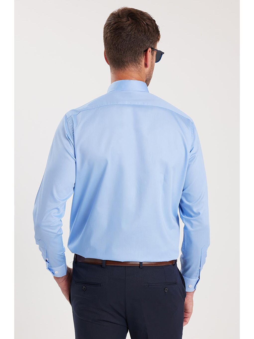 Erkek Regular Fit Açık Mavi Non-Iron Pamuklu Doğa Dostu Ekoteks Belgeli Ütü Gerektirmez Gömlek-6