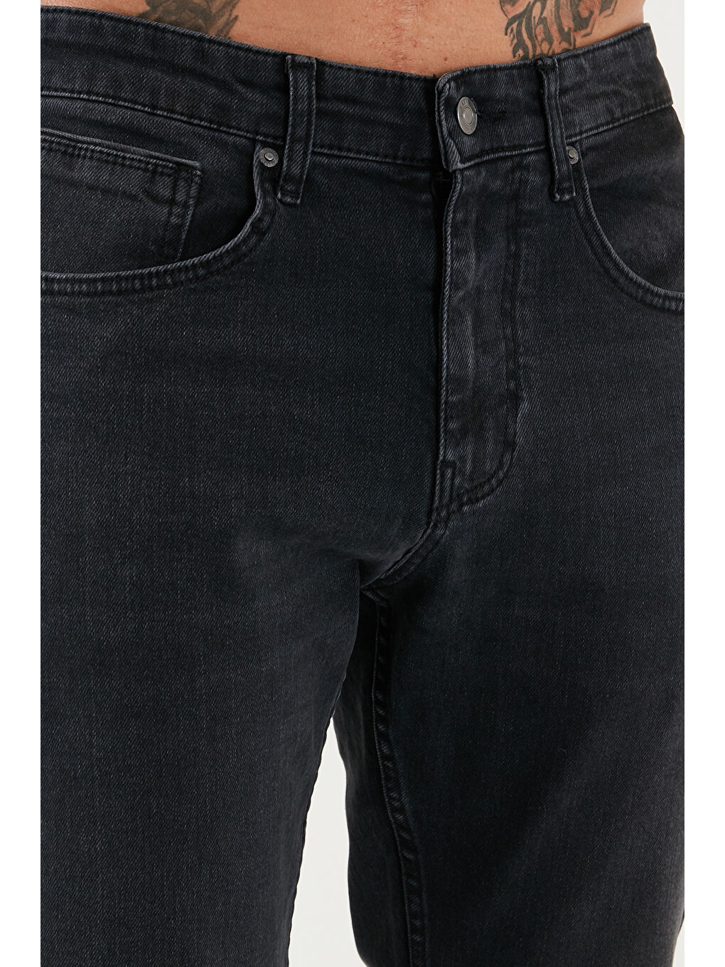 Gri Streç Pamuklu Comfort Fit Yüksek Bel Boru Paça Jeans 4412C03TEXAS-5