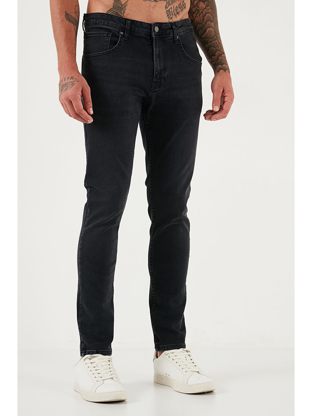 Gri Streç Pamuklu Slim Fit Yüksek Bel Dar Paça Jeans 3300C03TOKYO-2