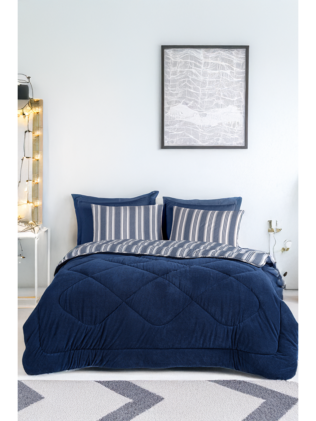 Comfort Set Yeni Nesil Wellsoft Yorganlı 2 Parça Tek Kişilik Soft Line Lacivert