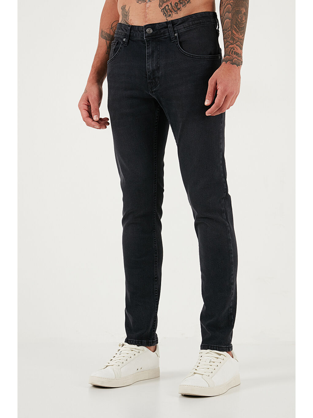 Gri Streç Pamuklu Slim Fit Yüksek Bel Dar Paça Jeans 3300C03TOKYO-3