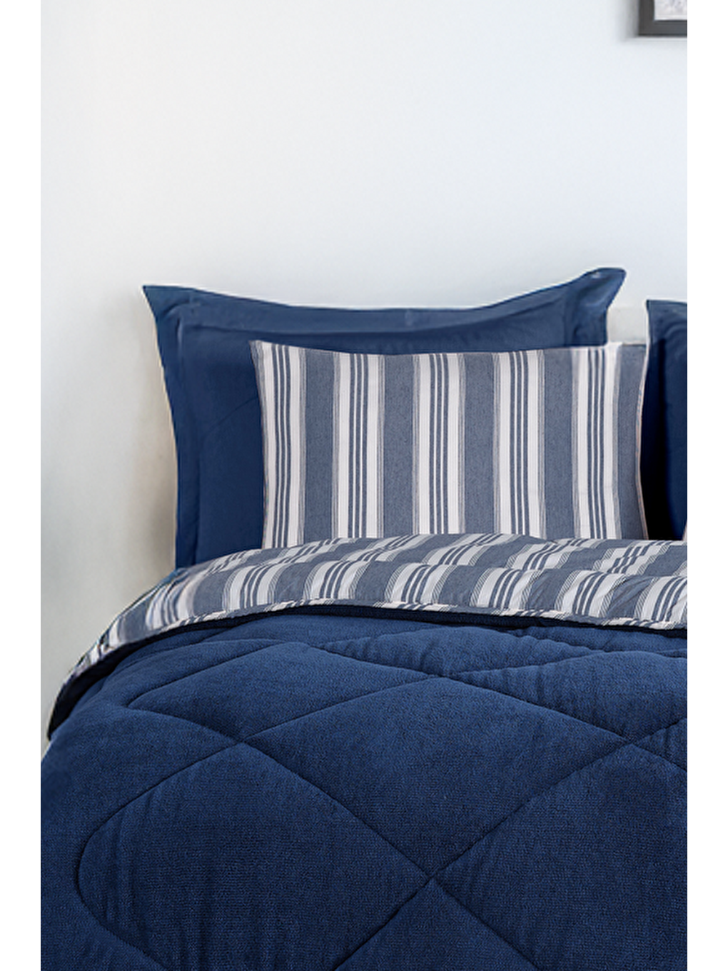 Comfort Set Yeni Nesil Wellsoft Yorganlı 2 Parça Tek Kişilik Soft Line Lacivert-2