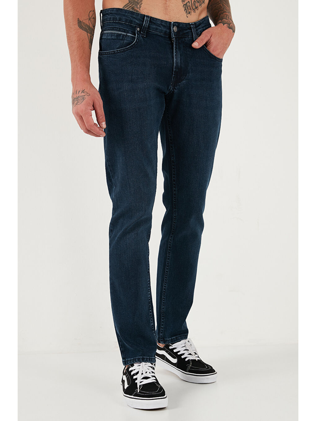 Lacivert Pamuklu Regular Fit Normal Bel Boru Paça Jeans 2211C16PARMA-2