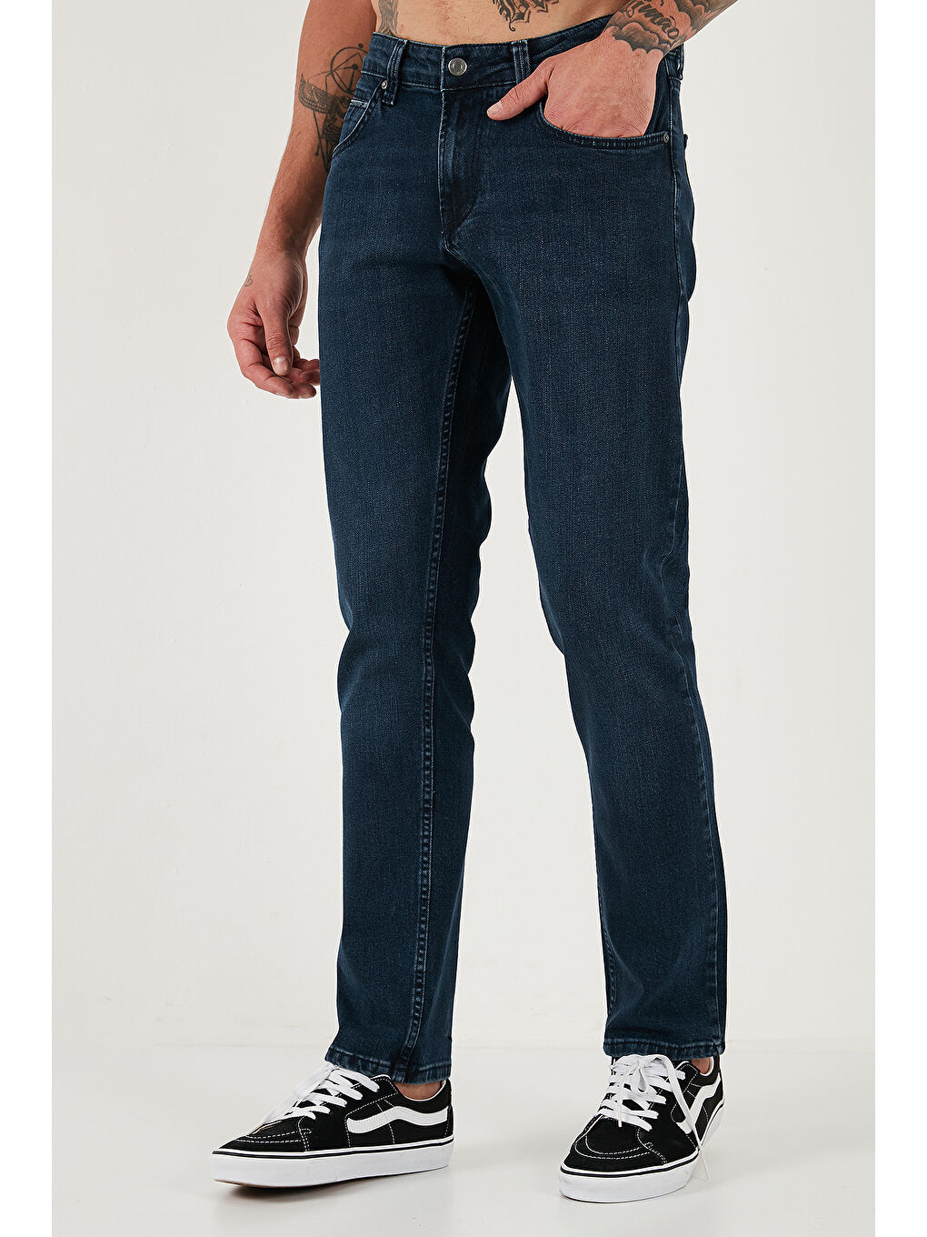 Lacivert Pamuklu Regular Fit Normal Bel Boru Paça Jeans 2211C16PARMA-3