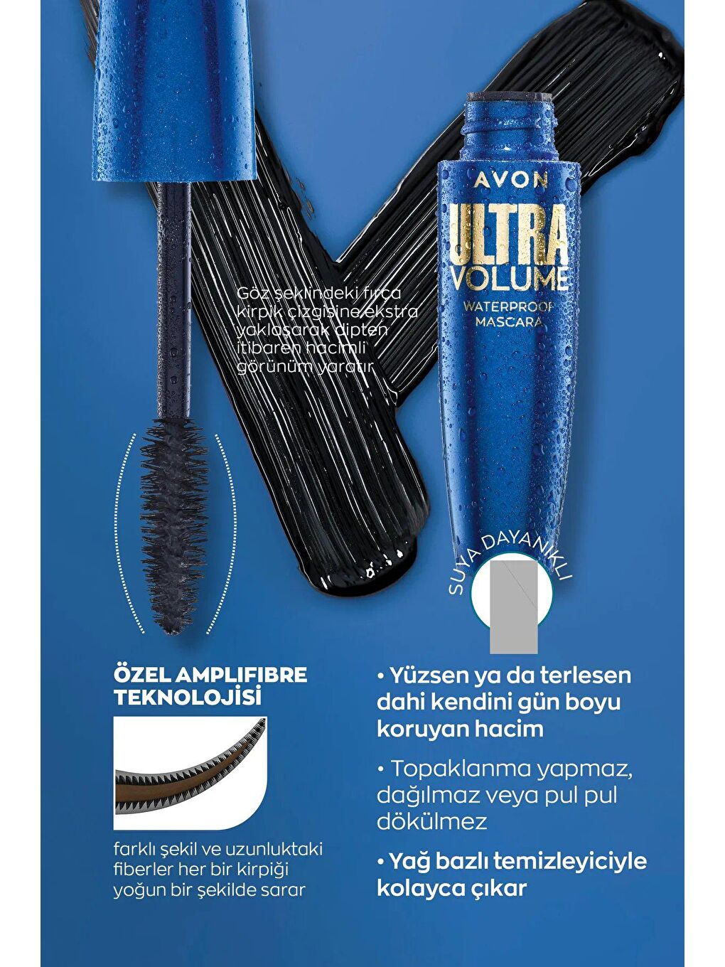 AVON Renksiz Ultra Volume Suya Dayanıklı Maskara Navy - 3