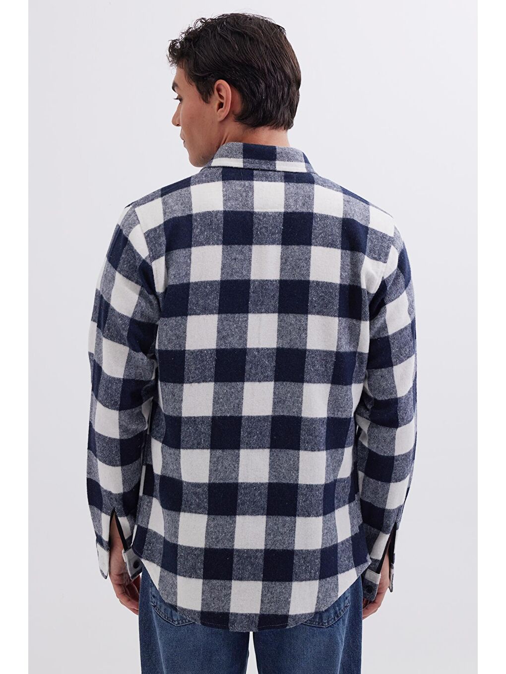 Karışık Erkek Slim Fit Dar Kesim Uzun Kollu Kapaklı Çift Cepli Kareli Kışlık Oduncu Gömlek-6