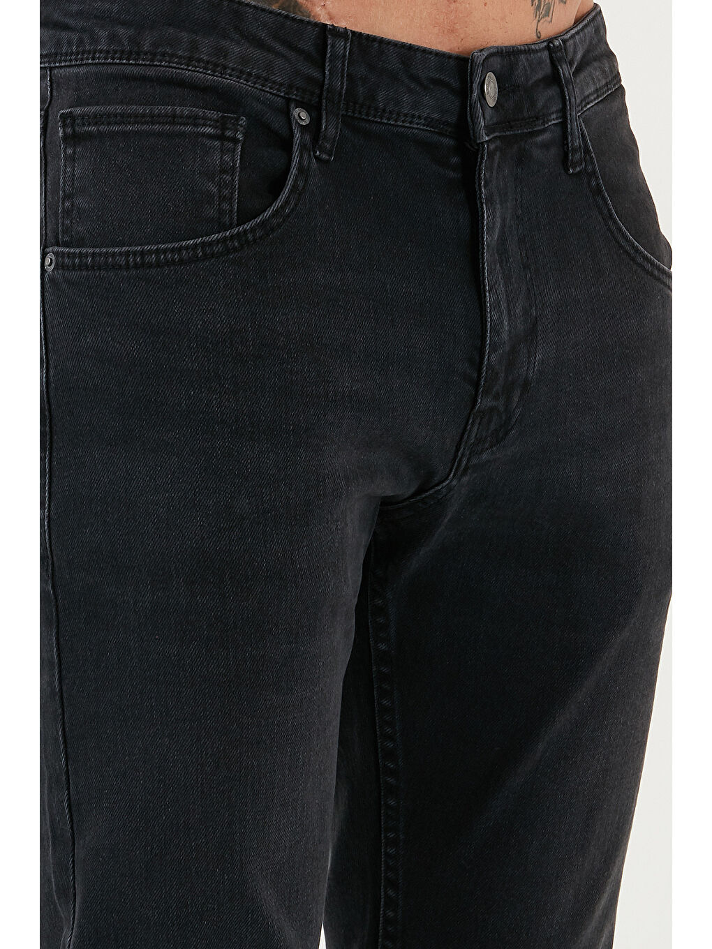 Gri Streç Pamuklu Slim Fit Yüksek Bel Dar Paça Jeans 3300C03TOKYO-5