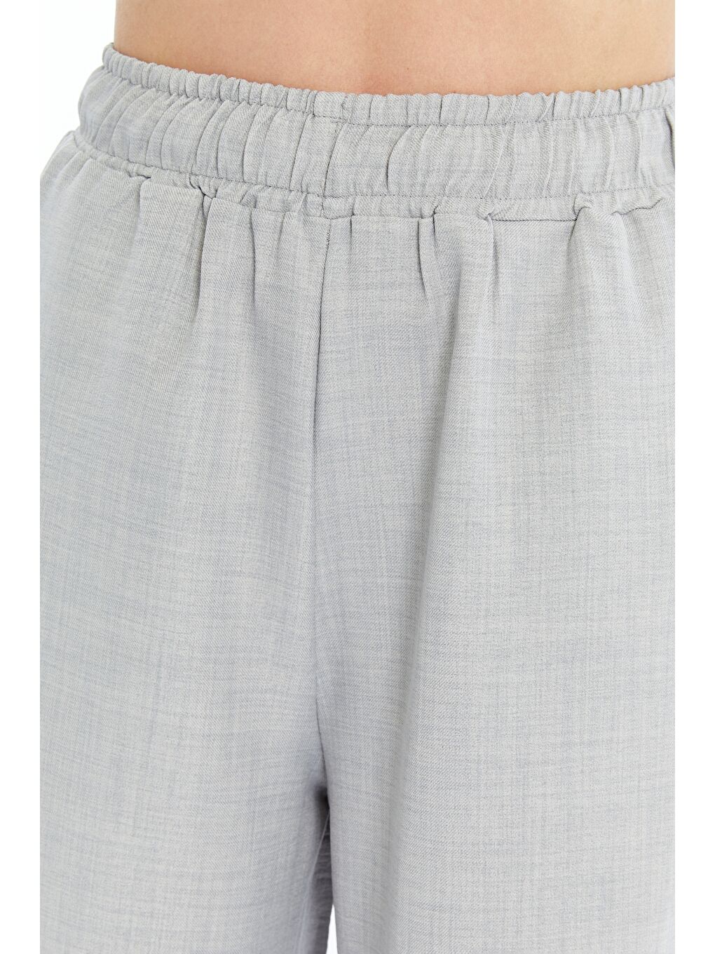 Gri Kadın Pantolon Keten Karışımlı Belİ Lastikli Kırışmaz Pantolon KETEN-PANTOLON-3