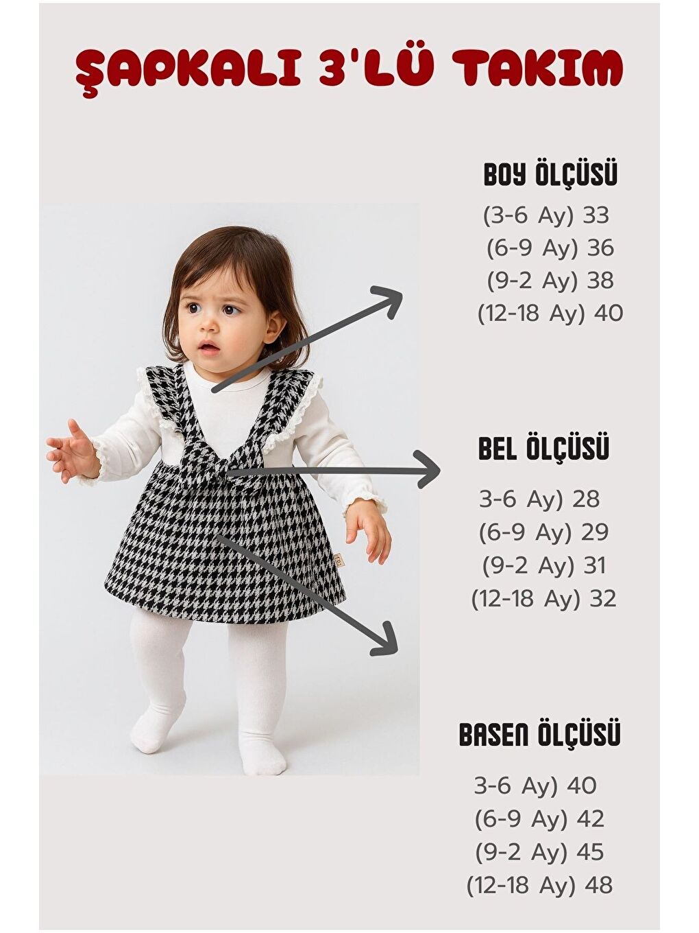 Siyah Ekose Desenli Fiyonklu Askılı Kız Bebek  Elbisesi-4