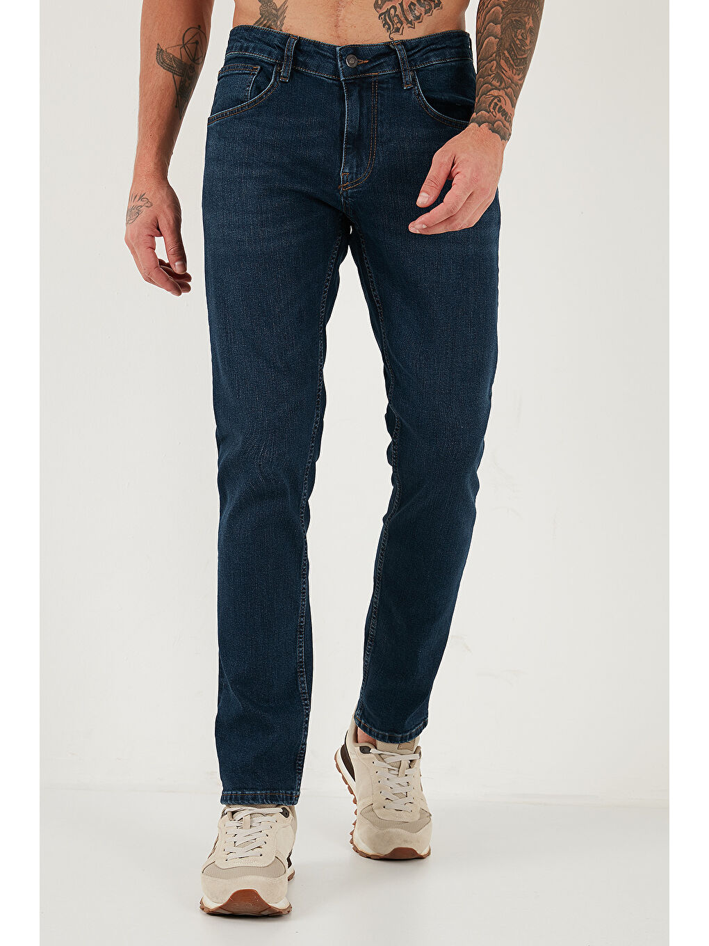 Lacivert Pamuklu Regular Fit Normal Bel Boru Paça Jeans 2203C28PARMA-1