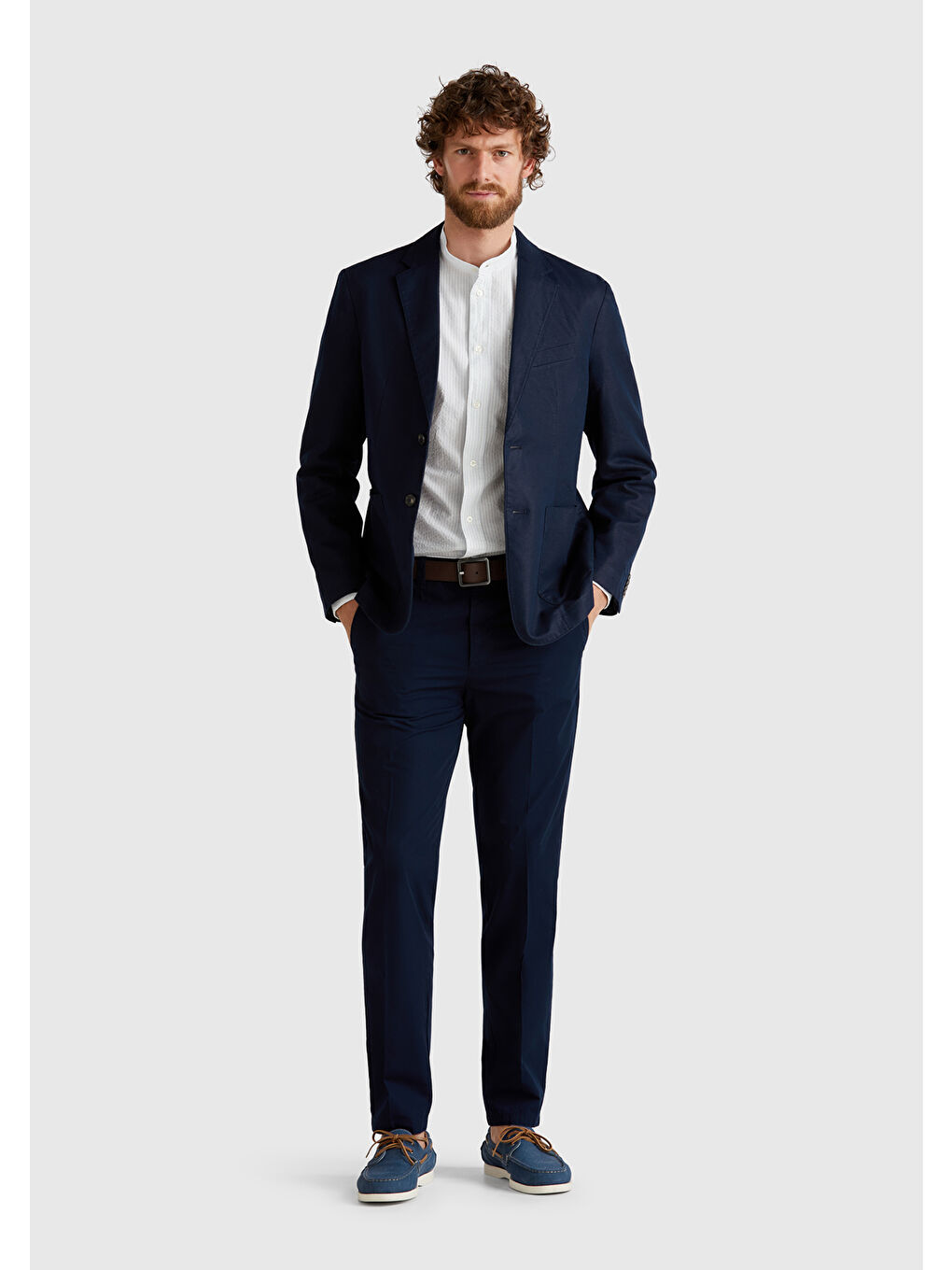 Erkek Lacivert %100 Pamuk Paraşüt Kumaş Slim Fit Chino Pantolon-4