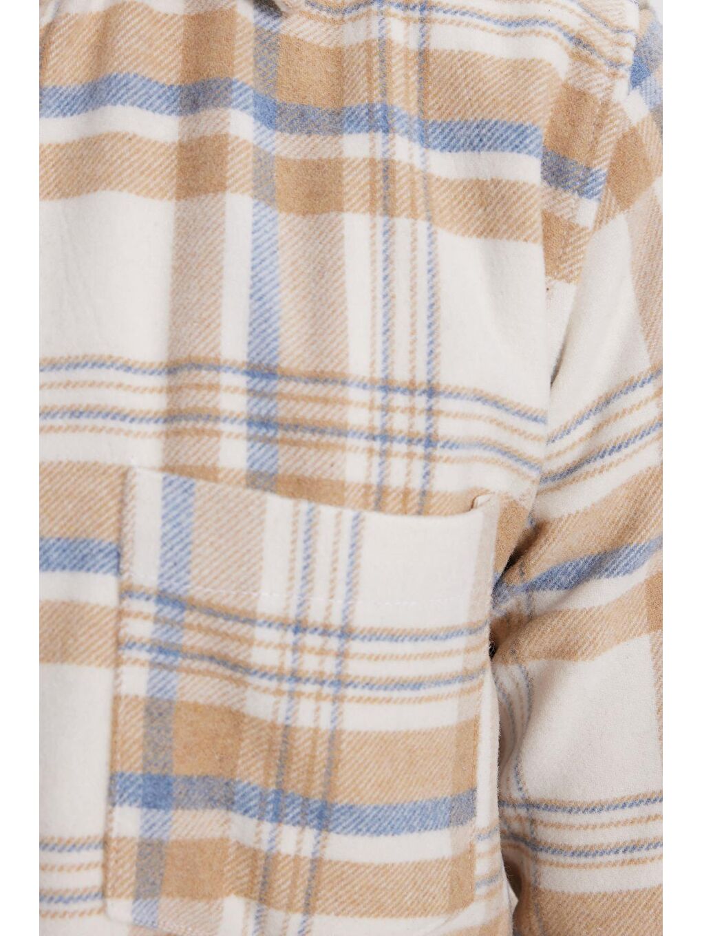 Ekru Erkek Regular Fit Rahat Kesim Kışlık Kareli Oduncu Gömlek-5