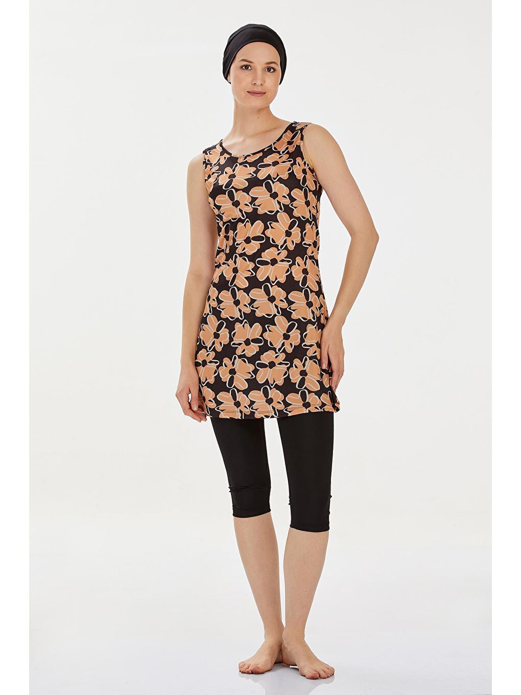 Sıfır Kol Yarı Kapalı Mayo Freyja 9314 Siyah-1