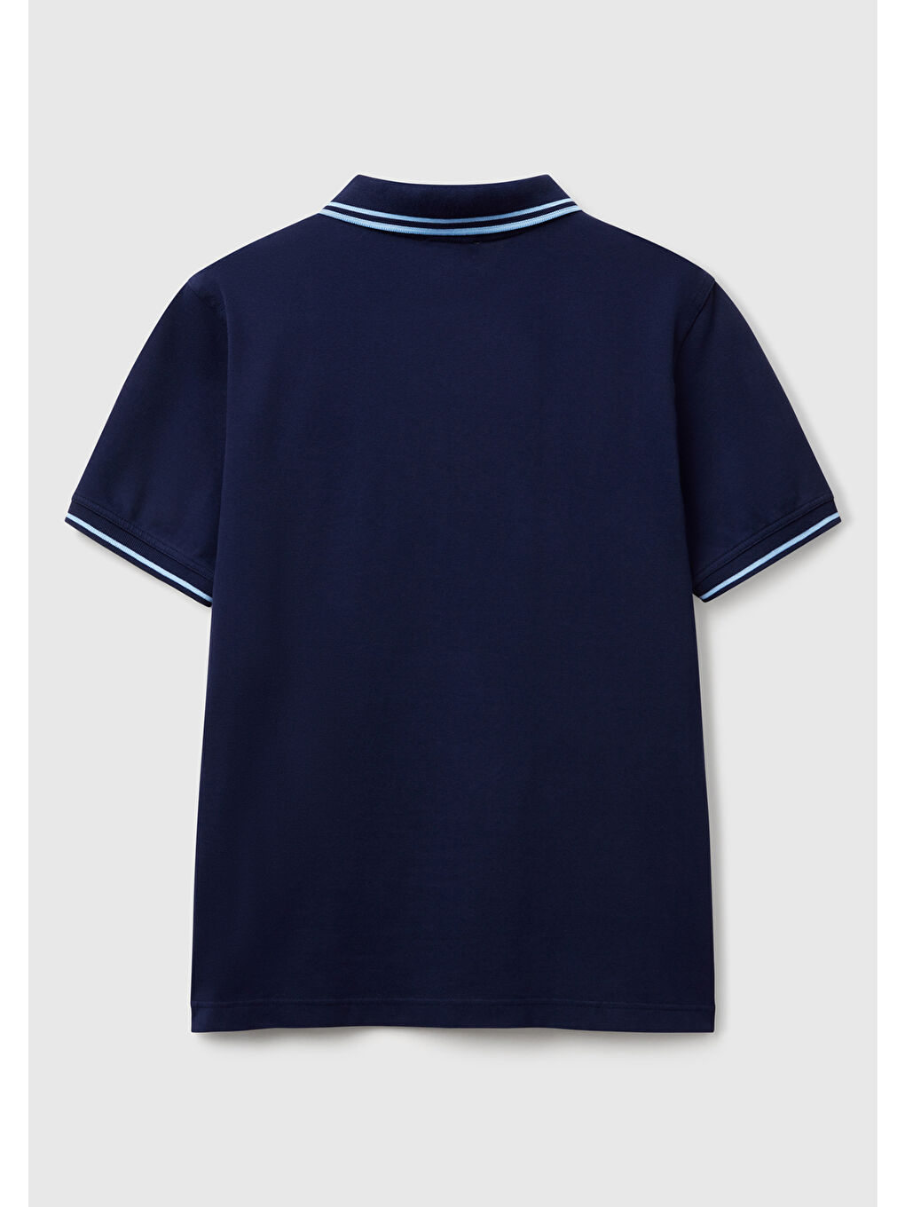 Erkek Lacivert Kol ve Yakası Çizgili Polo T-Shirt-3