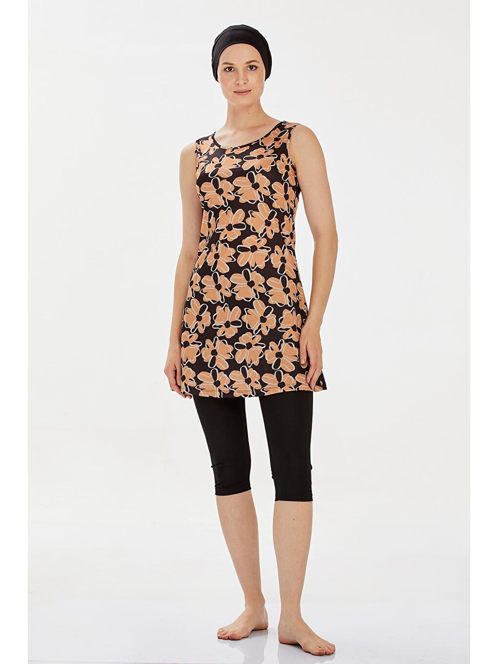 Sıfır Kol Yarı Kapalı Mayo Freyja 9314 Siyah-2